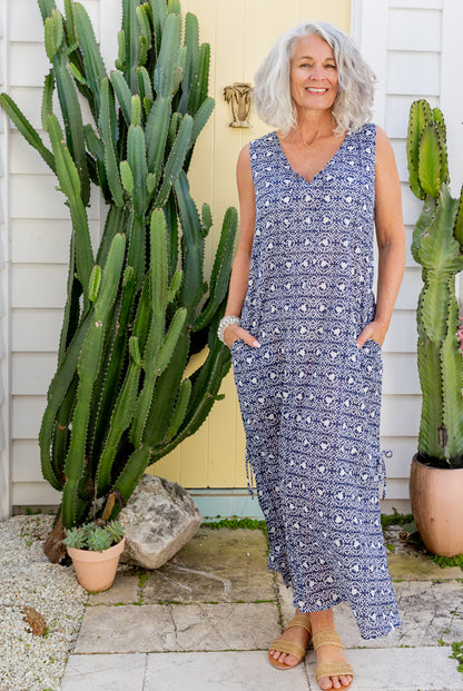 Tribal Turtle Cotton Maxi Dress