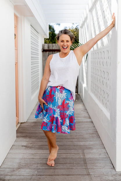 Hibiscus Cotton Ruffle Skirt