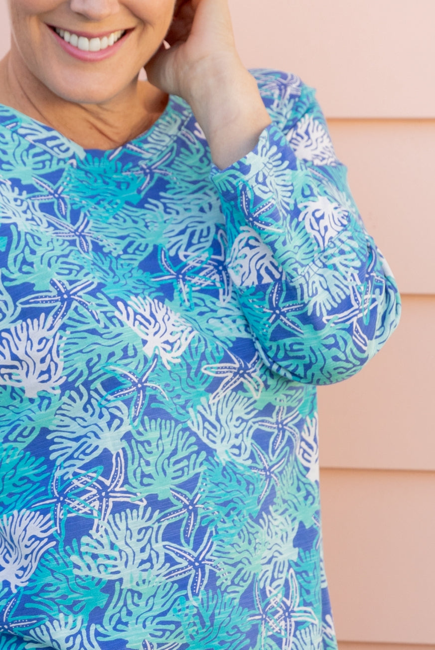 Coral Reef 3/4 Sleeve Cotton Top